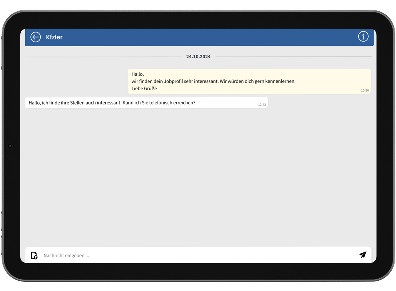 Kontakt aufnehmen und sofort mit passenden Kandidaten in den Dialog treten.